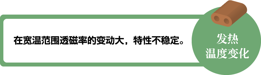 发热,温度变化：在宽温范围透磁率的变动大，特性不稳定。